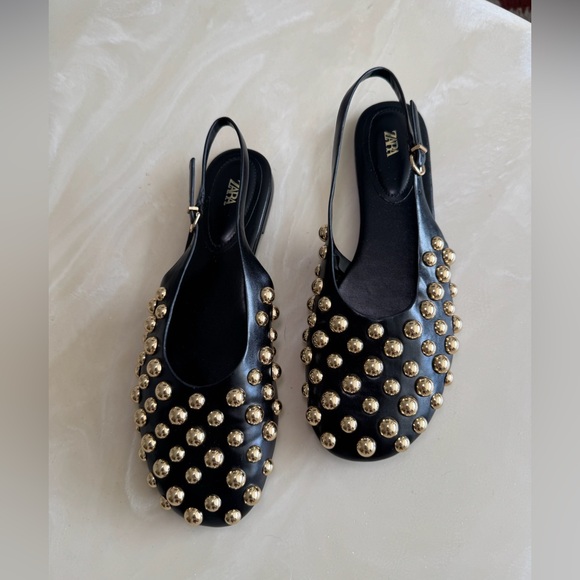 NWOT Zara flat studded slingbacks - Picture 1 of 5
